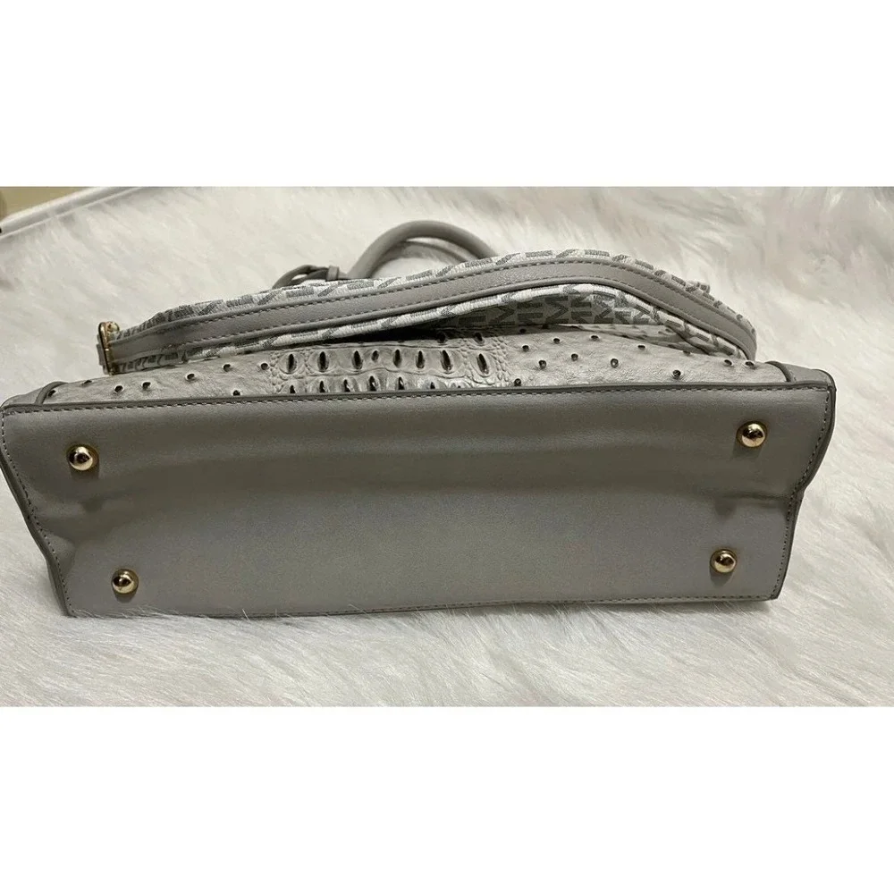MFK Collection Reidy Gray Faux Leather Satchel Purse Shoulder Bag Crossbody Tote